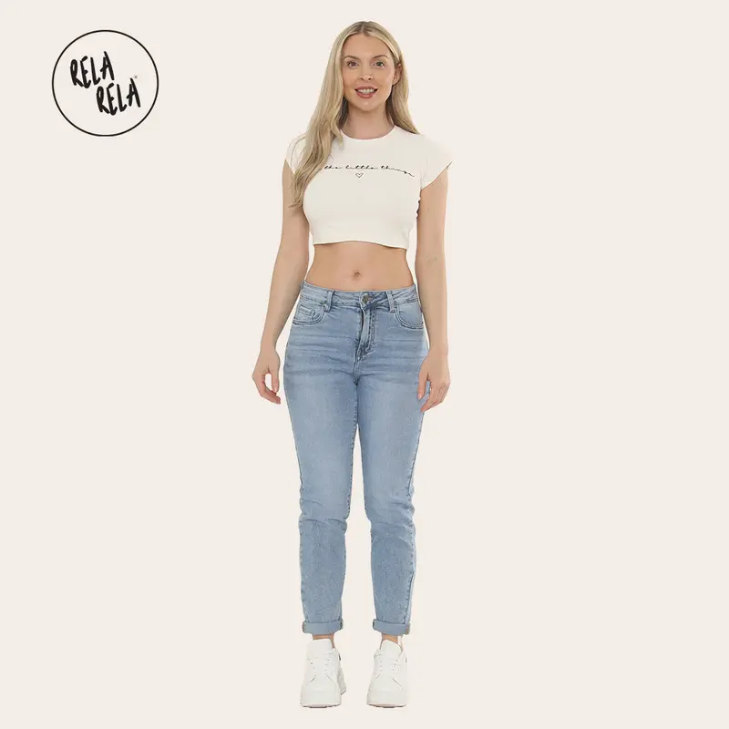 RELA RELA Regular Length Women's Viral Stretchy Slim Fit Mid-Waist Crop Jeans UK 6-14 3