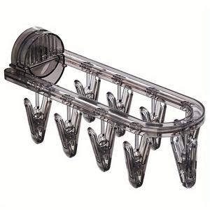 Clear Suction Cup Drying Rack, Foldable Socks Drying Rack, Household Clothes Rack, Multi-clip Drying Socks Artifact, Balcony Glass Socks Clip, Laundry