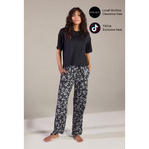 Lovall Soft Touch Pyjama Set - Black Floral  | Clearance | Standard and Plus Sizes Available, Sizes 6-28, Comfort Soft Cotton Fabric, Flattering Design with Pockets