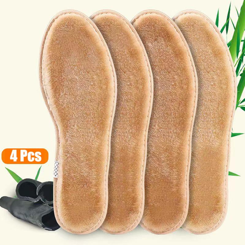 4Pcs Warm Heated Insoles for Feet Warm Thicken Thermal Felt Insoles for Shoes Men Women Winter Boots Imitation Rabbit Shoe Pads 1