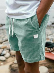 Men's Solid Corduroy Shorts, Regular Fit Casual Comfy Shorts for Summer Beach, Men's Bottoms for Daily Wear, Essential Shorts