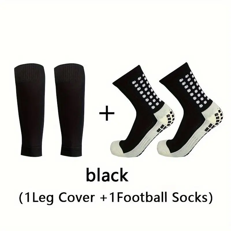 2pcs set of thickened towel bottom football socks and leg protectors 1