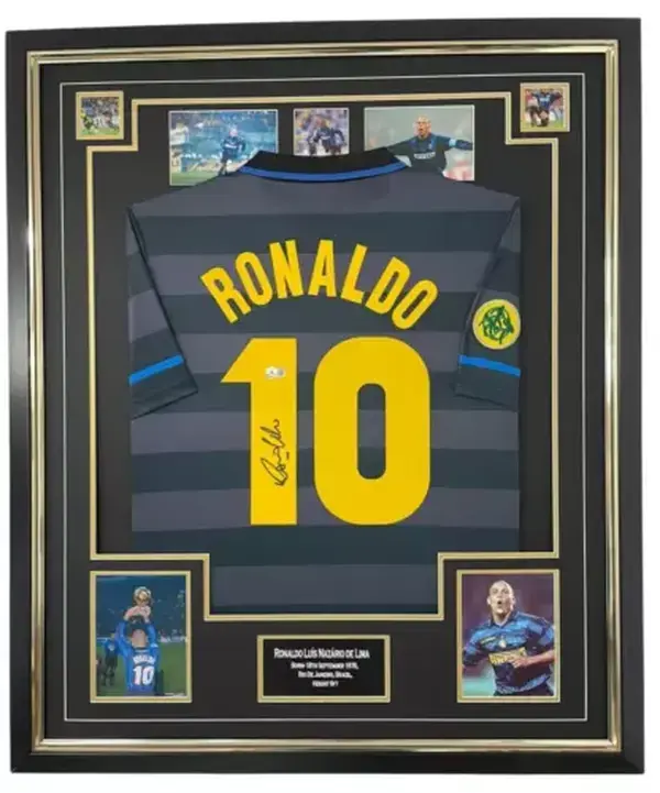 FRAMED Ronaldo da Lima of INTER Signed Shirt Autographed Jersey BECKETT