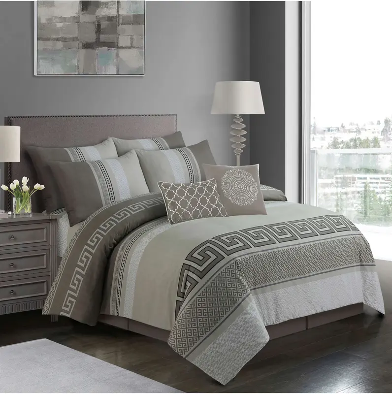 4 Piece Luxury Bedding Set – Includes Duvet Cover, Fitted Sheet, 2 Pillowcases – Super Soft, Breathable Fabric – Elegant Floral, Greek, and Jacquard Designs – Perfect for Double, King Beds – Easy Care, Machine Washable, Hotel Quality 4
