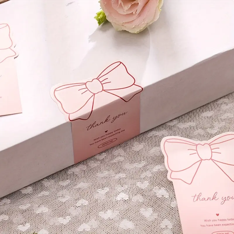 40pcs Pink Bow Thank You Stickers Pink Coquette Bow knot Self-Adhesive Seal Labels Sticker for Boxes Water Bottles Baker Goods Decor 0