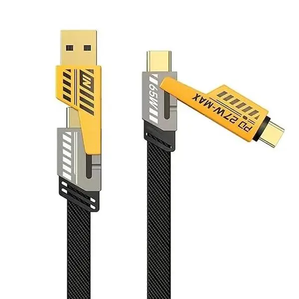ELLOGAER 4 in 1 Fast Charging Cable for iPhone and Android Data, 480Mbps - Smartphone, Cellphone tripod  360  rotation