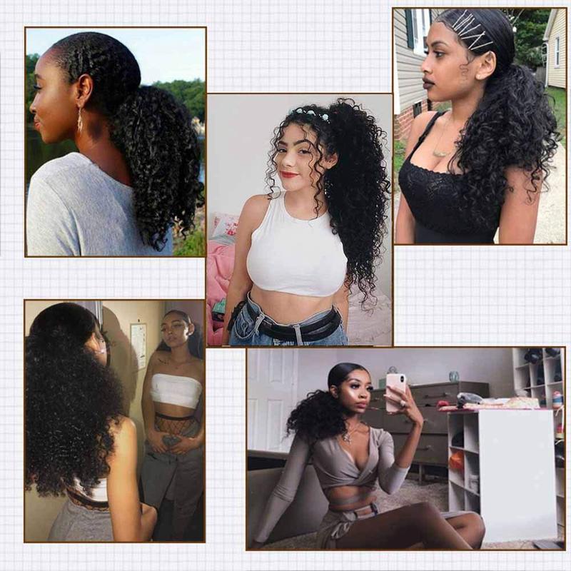 Alipretty Drawstring Nature Afro Kinky Curly Ponytail Hairpiece Brazilian  Clip In Ponytail Extension Human Hair For Woman 6