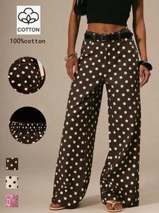 Women's Polka Dot Print Boho Jeans, Loose-Fitting Elastic Waist Denim Jeans, Casual Spring Summer Fashion, All-Season Wear