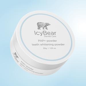 Teeth Whitening Powder - Dentist Created PAP+ Tooth Brightening Non-Peroxide  - Gentle and Effective Oral Care - Vegan & Cruelty Free - Icy Bear Dental
