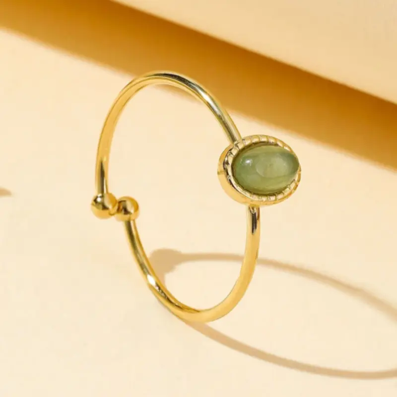 1pc fashion ring with natural stone decoration in adjustable opening style, perfect for women's daily wear, birthday gift 3