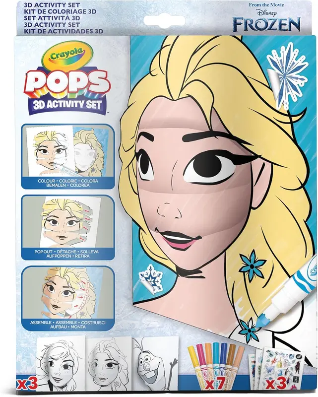 Crayola POPS 3D Activity Set DISNEY FROZEN - Includes 3 Character 3D Pop Cards, 3 Sticker Sheets, 7 Washable Markers - RRP £8.49 0