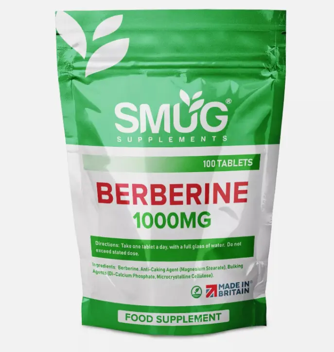 Berberine 1000mg British Made Tablets - 100 One-A-Day Pills - SMUG Supplements