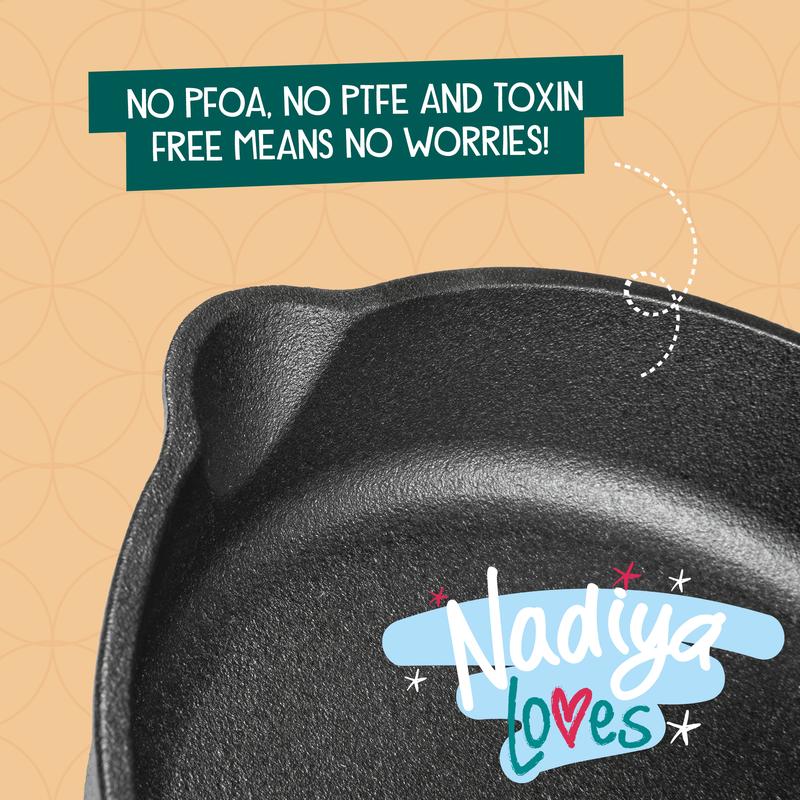 Nadiya Hussain 25cm Cast Iron Skillet Pan - Oven and BBQ Safe Cookware, With Sturdy Thin Handle 2