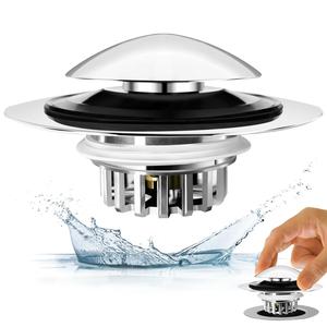 Bathroom Bathtub Drain Stopper, 1/2 Counts Stainless Steel Pop-up Bathroom Bathtub Drain Hair Collector, Bathroom Accessories for Home Use, Room Accessories