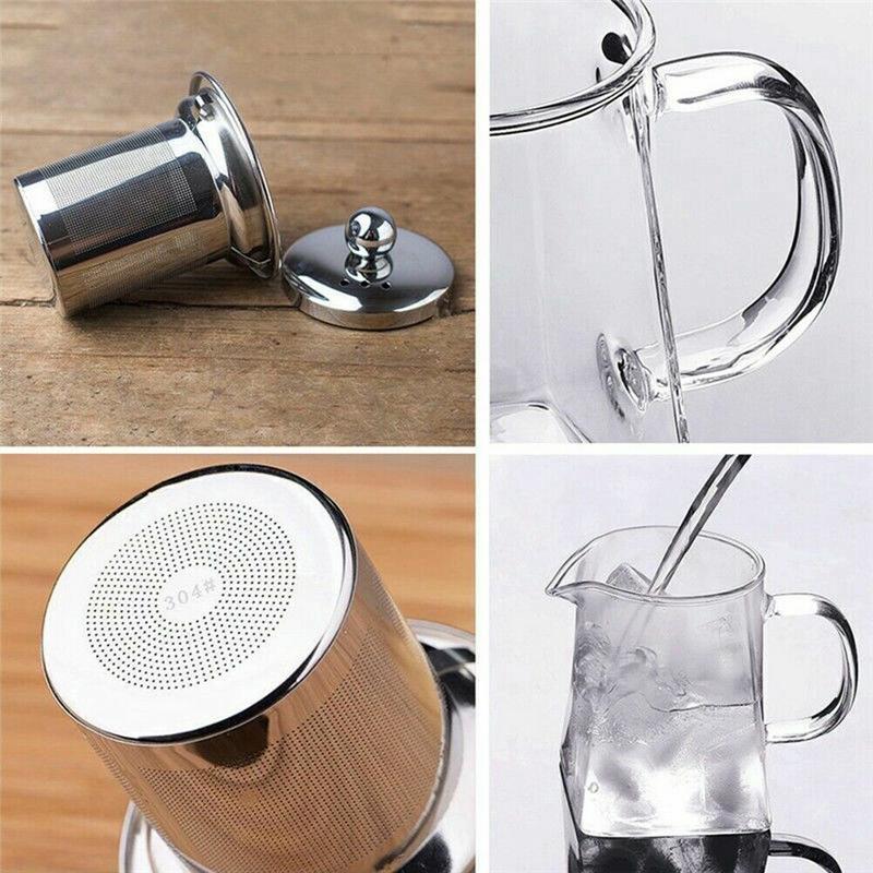 Heat Resistant Clear Glass Teapot Jug With Infuser Coffee Tea Leaf Herbal Pot UK 3