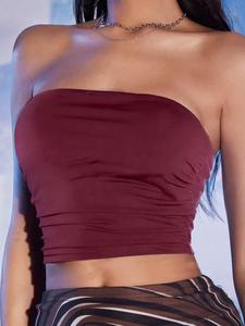 Women's Solid Color Bandeau Top, Casual Sleeveless Top for Daily Wear, Ladies Clothes for All Seasons, Bras