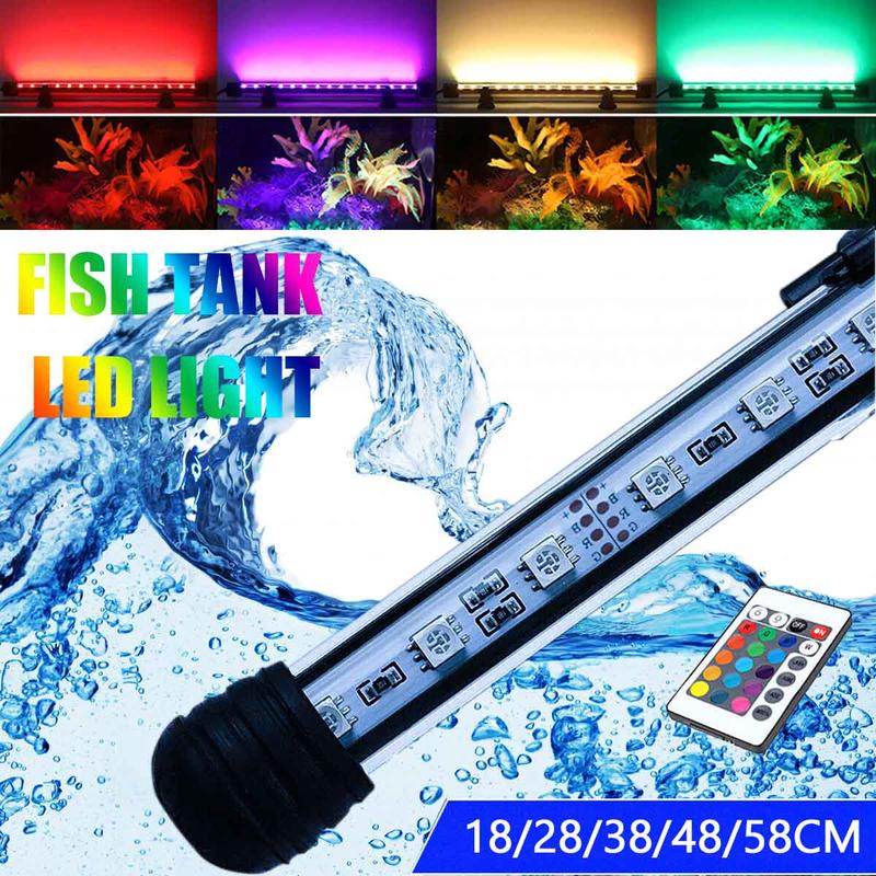 Submersible aquarium light fish tank light LED multi-color RGB waterproof fish tank light underwater crystal glass light 3-layer waterproof remote control brightening light 8