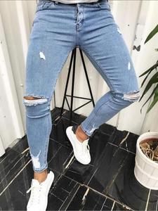 Men's Regular Fit Solid Color Ripped Jeans, Casual Comfy Slim-fitting Denim Pants for Daily Wear, Fashion Men's Bottoms for All Seasons, Cotton