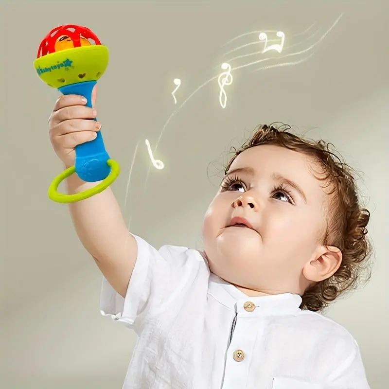 Vibrating Youngsters Hand Rattle Toy - Develops Grip Strength, Soothes and Enhances Hearing, Ideal Christmas and Halloween Gift for 0-3 Year Olds, Durable Green/Yellow ABS Resin, 2024 Style 5
