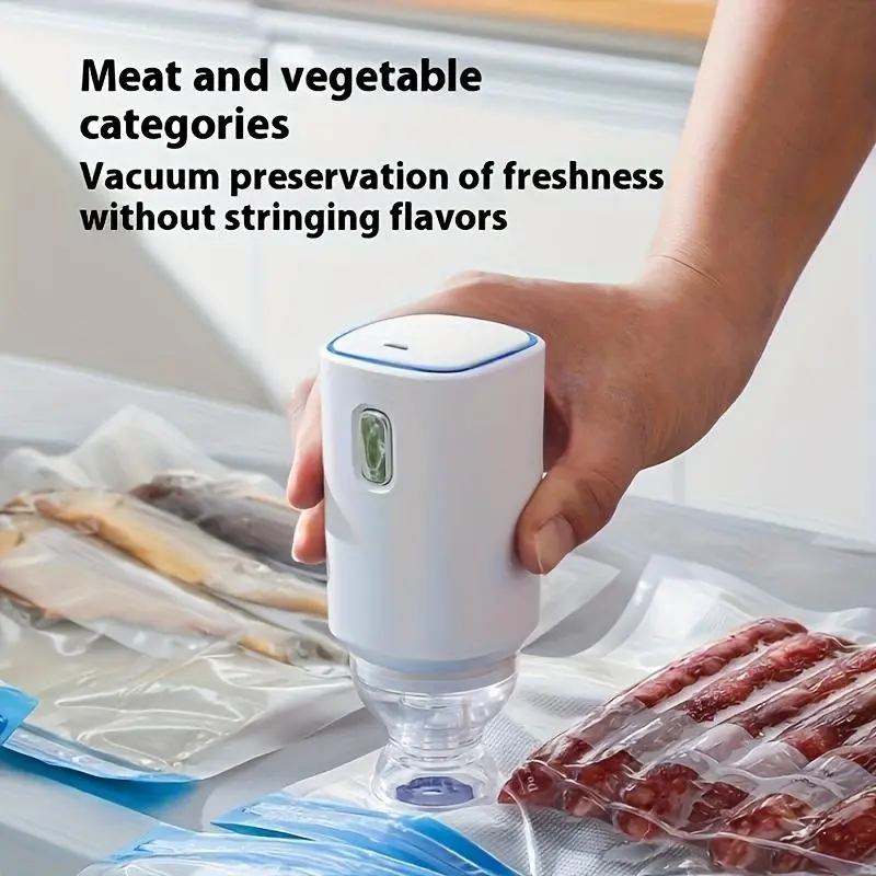 The vacuum compression bag adopts electric vacuum pump, handheld household vacuum machine, USB vacuum machine, including reusable vacuum bag 1pc (22 * 21cm)+4pcs (26 * 34cm) 2