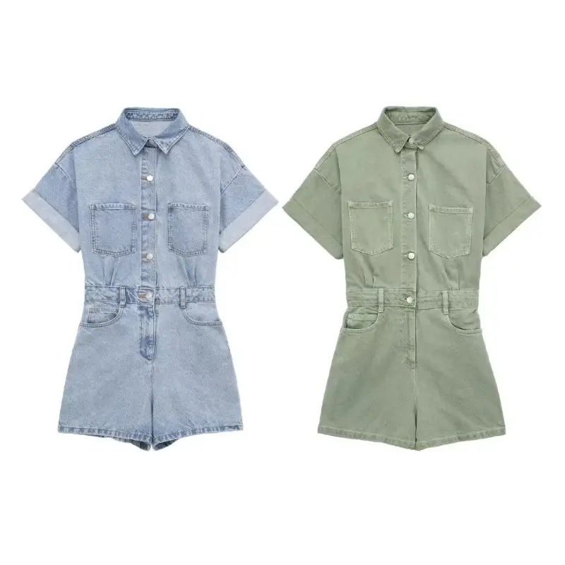 Spring and summer new women's clothing urban casual denim short jumpsuit women Womenswear Overalls