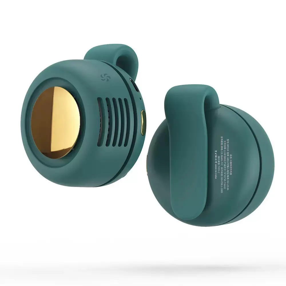 Portable Silent Mini Bladeless Electric Fan with Adjustable 3-speed Suspension Waist Fan for Outdoor Use - Rechargeable and Rotating Body Fan
