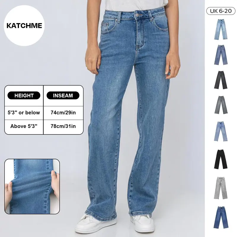 KatchMe Women's Casual Mid-Rise Wide Leg Stretchy Jeans,Street Womenswear,Soft Comfortable Women's Bottoms for Fall & Winter,Denim Trousers for Women (Stretchy Material) 0