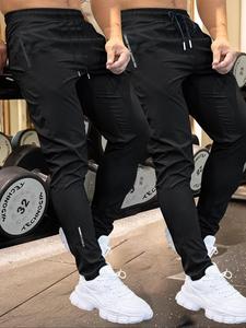 Men's Letter Print Zipper Pants, Casual Comfy Breathable Skinny Pants for Gym Workout Running, Men's Bottoms for Summer, Menswear