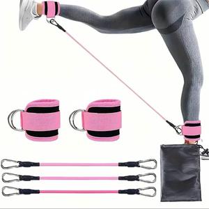 Ankle Resistance Band Set, 3 Counts Resistance Band & 2 Counts Ankle Strap & 1 Count Carry Bag, Stretching Gear, Fitness Equipment for Home Gym Workout