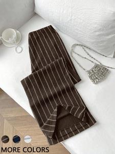 Women's High Waist Striped Wide Leg Pants, Anti-Wrinkle Fabric, Elegant Vertical Stripe Design, Casual Office Commute Essential