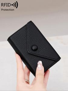 Simple Plain Color Card Holder, Casual Versatile Mini RFID Blocking Card Holder for Men and Women, Lightweight Portable Minimalist PU Leather Solid Color Coin Small Wallet Card Holder