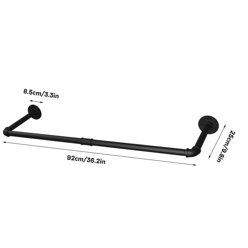 Pack of 2 Industrial Pipe Clothes Rail Rack, Wall-Mounted Garment Organizer 4