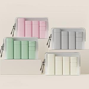 Travel Cosmetic Container Set, 5 Counts/set Empty Refillable Bottle with Storage Bag, Portable Travel Bottle Set, Skin Care Product for Women, Makeup Box Organizer, Durable