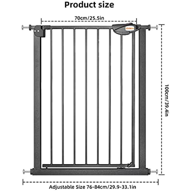 Product Introduction of Baby Gate for Doors and Stairs – 100cm Height, Safety Pet Gate with Automatic Closure & Triple Locking 21