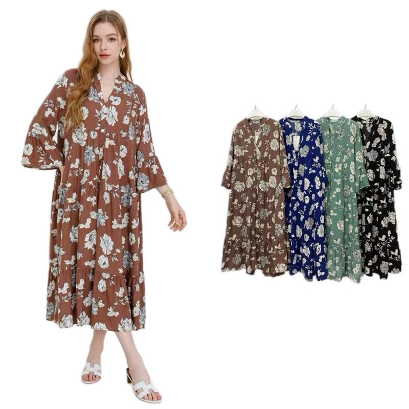 BIBI Floral Midi Dress 8-20 in 4 Colours - Casual Women's Dress for Summer Comfort - Womenswear (FY9038) 2