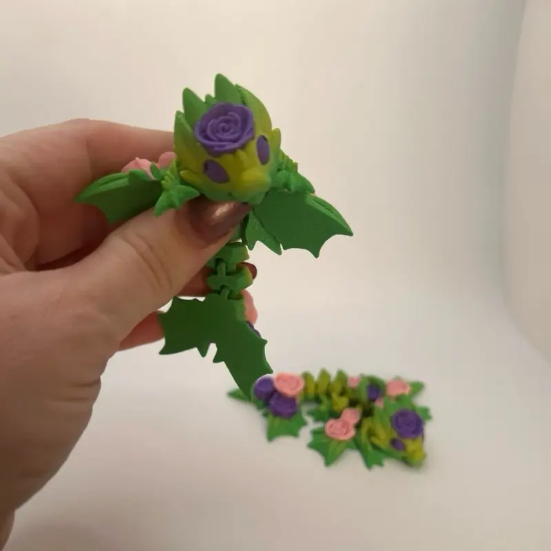 Adorable 3D Printed Articulated Blossom Dragon in Multiple Colours - Perfect for Display Decor, Friend, or Ornament - Available in 4 Sizes 1