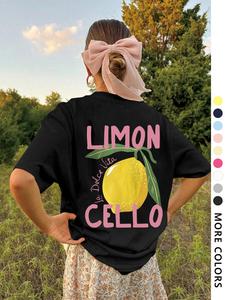 Women's Lemon & Letter Print Round Neck Tee, Trendy Casual Short Sleeve T-shirt for Daily Wear, Ladies All Seasons Outfit, Top, Womenswear, Crewneck