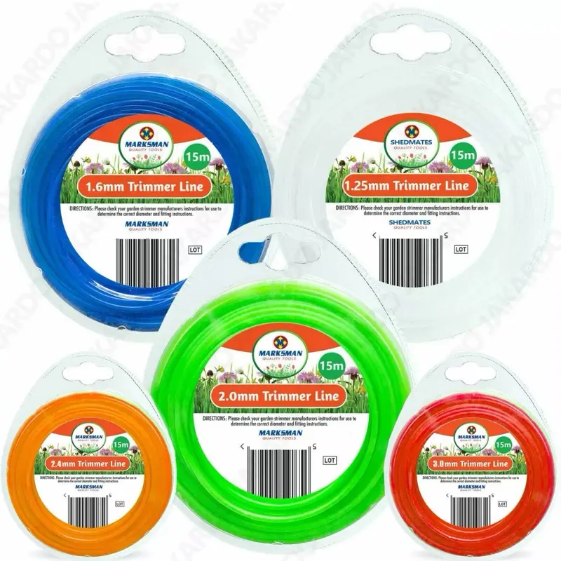 Garden Strimmer Trimmer Line Cord 1.25mm,1.6mm, 2mm, 2.4mm,  3.0mm Nylon Wire Garden Grass 15m