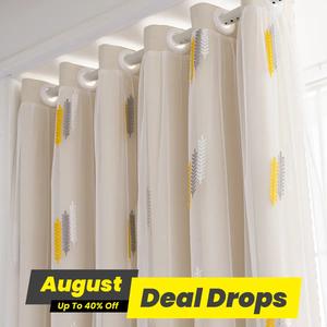 Wheat Ear Pattern Double-layer Blackout Window Curtain, 1 Count Single Panel Curtain, Home Decoration Curtain, Heavy Curtain, Fabric & Gauze Integrated Sunshade Curtain, Privacy Curtains, Thermal Insulated Curtain, Tassel Decor Curtain, Home Textile