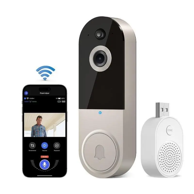 Smart Wireless Video Rotating Doorbell Camera, AI Human Detection Video Doorbell Camera, Two-Way Audio Video Doorbell Camera with Real-Time Alerts & Motion Detection