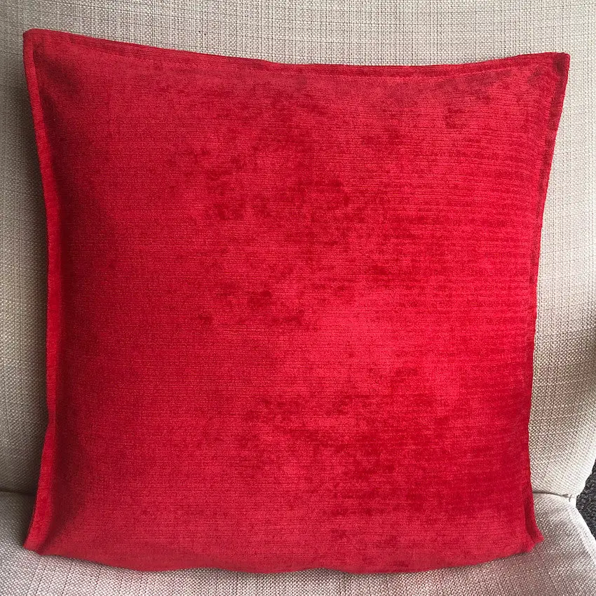 Plain Thick Soft Chenille cushion covers Red