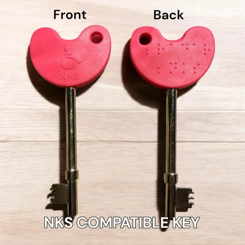 Disabled Badge Reel with Keyring & Belt Clip + NKS Compatible Disabled Toilet Key Set for Office Supplies 5