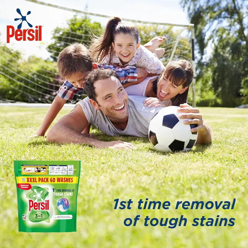 Persil Bio 3 in 1 Washing Capsules 1st time removal of tough stains outstanding stain removal in quick & cold washes 60 washes 2