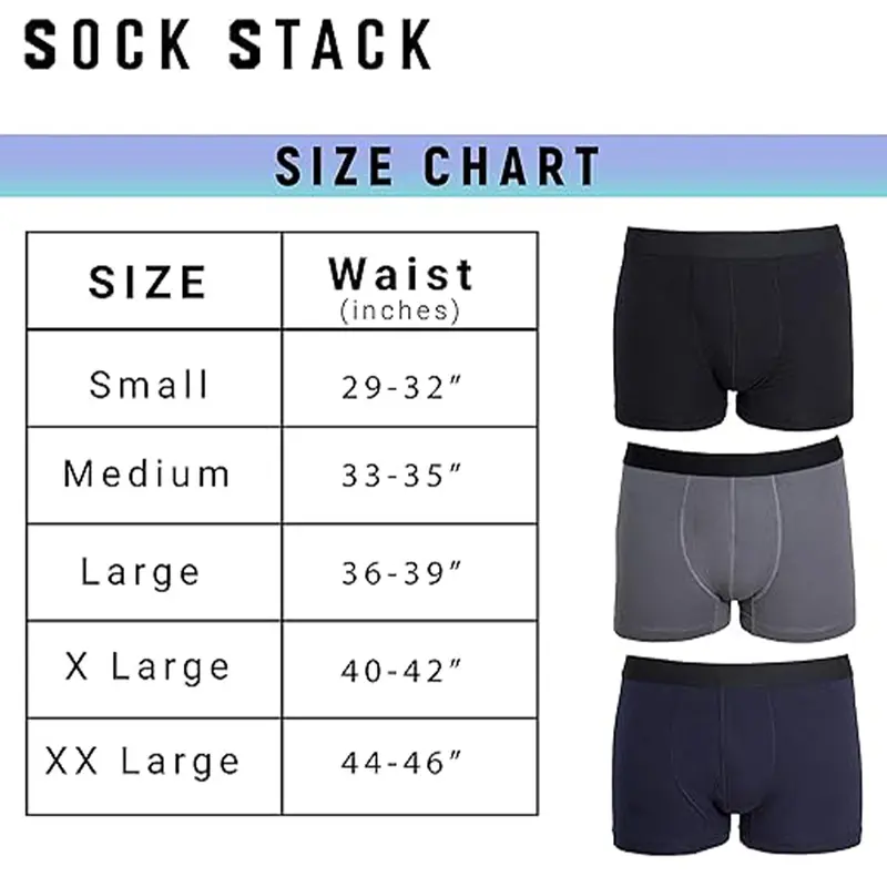 Pack of 6 Men's Assorted Cotton Stretch Boxer Shorts Comfort Fit Underwear with Waistband For Men MB04 Black Navy Grey by Sock Stack 8
