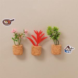 3pcs Mini Artificial Succulent Fridge Magnets for Refrigerator Board Decor