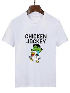 Men's Regular Fit Chicken & Letter Print Round Neck Tee, Casual Short Sleeve Crew Neck T-Shirt for Summer, Fashion Men's Top for Daily Wear, Tropical