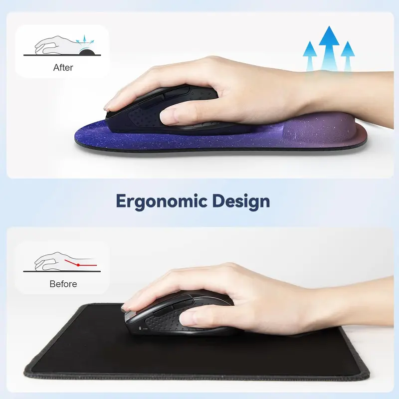 Mouse Mat with Memory Foam Rest -Non-Slip Rubber Base- Special-Textured Water-Resistant Surface 1