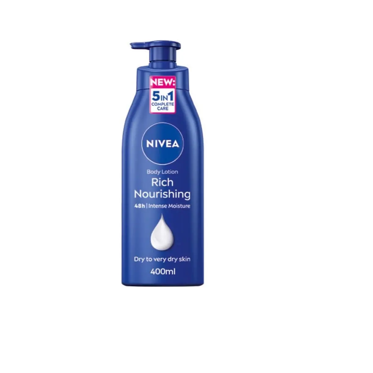 NIVEA Rich Nourishing Body Lotion (400ml), Rich 72H Hydration NIVEA Moisturiser for Dry Skin Made with Deep Moisture Serum and Almond Oil, Intensive Hydration NIVEA Body Lotion, Pack of 1
