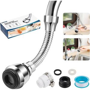 Leikedun Kitchen Tap Spray Head, Universal Tap Extension 360° Rotatable Aerator ABS Polished Chrome for Kitchen Sink Faucet Adapter