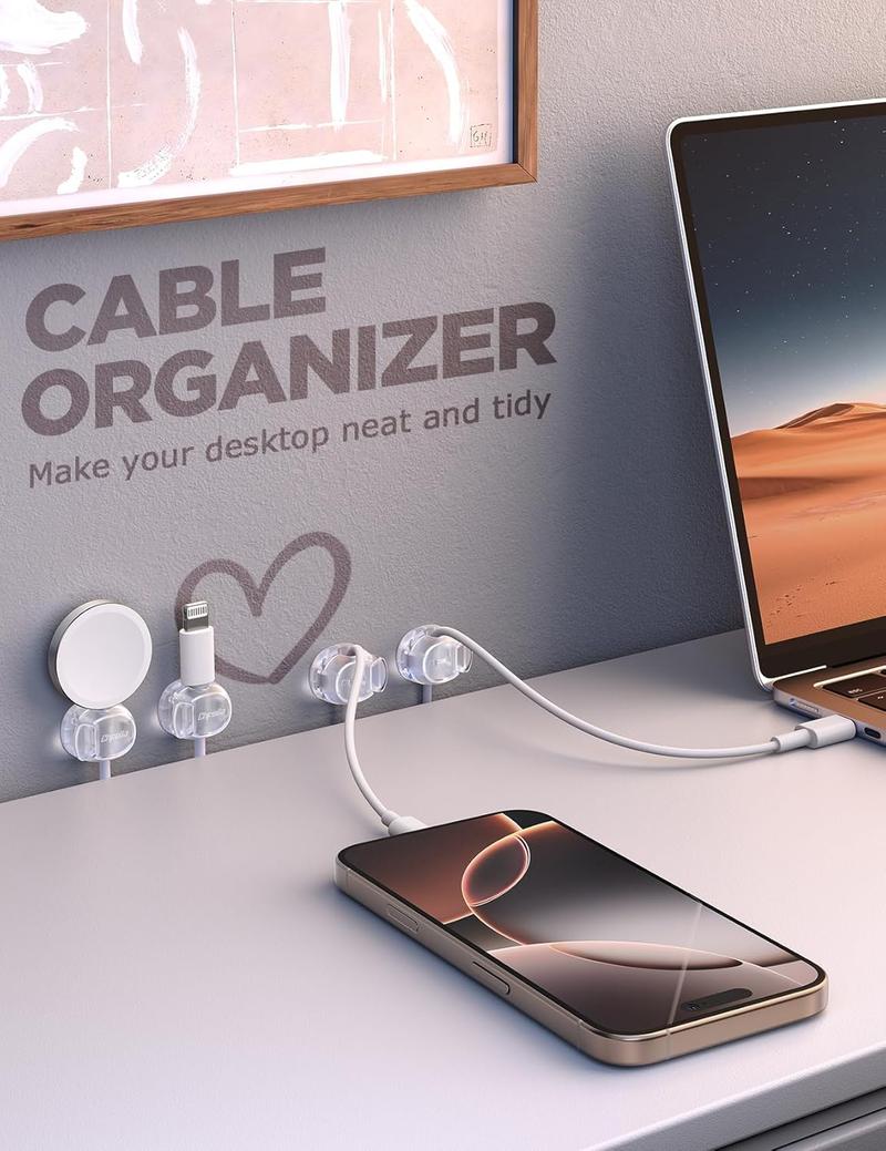 Product Introduction of Latest Dual Spring Wire Tidy Organiser with Clasp Lock - 12Pack [Max Secure] Desk Cable Management, Adhesive Phone Charging Cord Holder for PC/Car/Wall - Home, Office Accessories 13